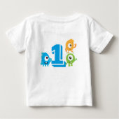 小さなモンスターの誕生日Tシャツ、最初の誕生日 ベビーTシャツ (裏面)