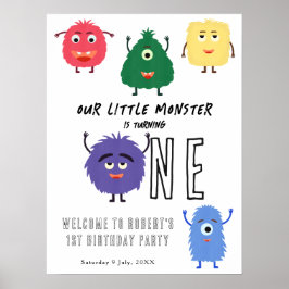 小さなモンスターの1歳の誕生日パーティー ポスター
