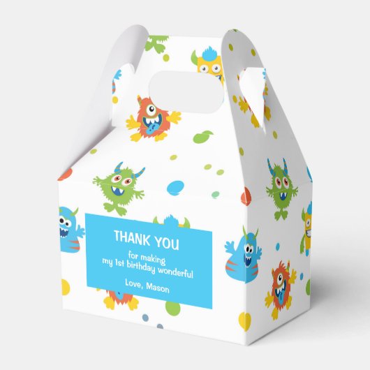 小さなモンスターをテーマにした誕生日 フェイバーボックス (裏面サイド)