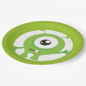小さなモンスターグリーン誕生日プレート ペーパープレート (アングル)