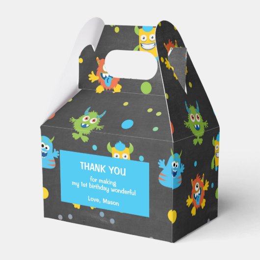 小さなモンスターシャルボードをテーマにした誕生日 フェイバーボックス (裏面サイド)