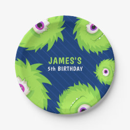 小さなモンスターブルーとグリーン ペーパープレート