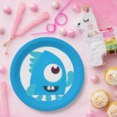 小さなモンスターブルーの誕生日プレート ペーパープレート (パーティー)