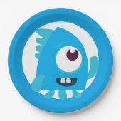 小さなモンスターブルーの誕生日プレート ペーパープレート (正面)