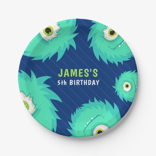 小さなモンスターブルー ペーパープレート (正面)