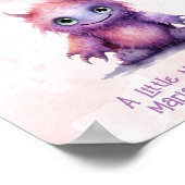 小さなモンスター女の子の赤ちゃんシャワーの好意サイン ポスター (角)