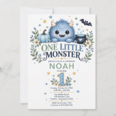 小さなモンスター少年 1歳の誕生日 招待状 (正面)