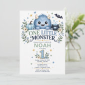 小さなモンスター少年 1歳の誕生日 招待状 (スタンド正面)