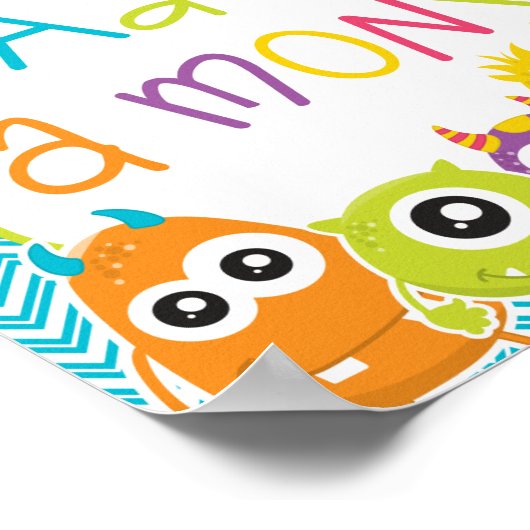 小さなモンスター誕生日がモンスターのサインを採用 ポスター (角)