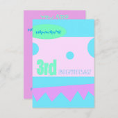 小さなモンスター3rd誕生日パーティの招待状 招待状 (正面/裏面)