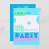 小さなモンスター8歳の誕生日パーティーへの招待 招待状 (正面/裏面)