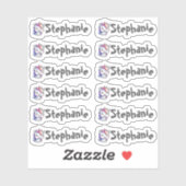 小さなユニコーンの名前ラベルセット12個 シール (シート)