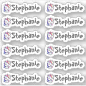 小さなユニコーンの名前ラベルセット12個 シール (正面)