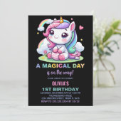 小さなユニコーンの誕生日招待状 招待状 (スタンド正面)