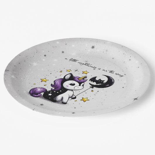 小さなユニコーン赤ちゃんシャワー ペーパープレート (アングル)