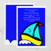 小さなヨットのお誕生日パーティー招待状 招待状 (正面/裏面)