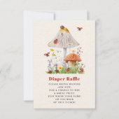 小さなラディバグのキノコ赤ちゃんシャワーおむつラッフル 招待状 (正面)