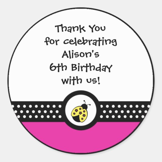 小さなラディバグの誕生日パーティーのステッカー好意 ラウンドシール (正面)
