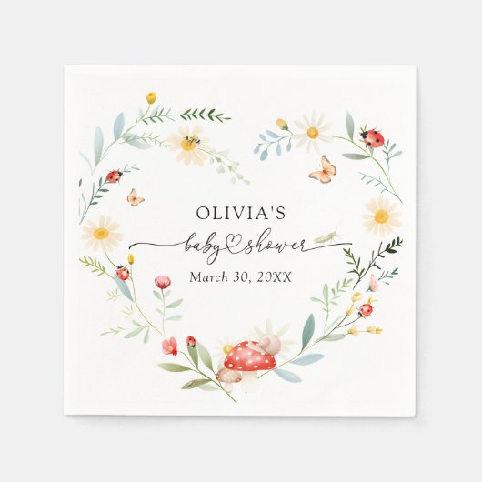 小さなラディバグガーデンベイビーシャワーペーパーナプキン スタンダードカクテルナプキン (正面)