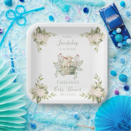 小さなラムチョップフローラ羊の赤ちゃんシャワー ペーパープレート (パーティー)