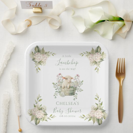 小さなラムチョップフローラ羊の赤ちゃんシャワー ペーパープレート (ウェディング)