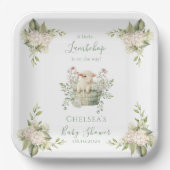 小さなラムチョップフローラ羊の赤ちゃんシャワー ペーパープレート (正面)