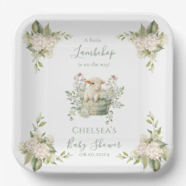 小さなラムチョップフローラ羊の赤ちゃんシャワー ペーパープレート