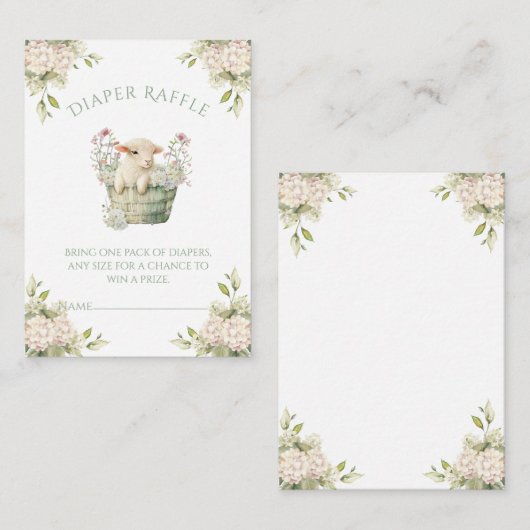 小さなラムチョップ水の色おむつラッフル エンクロージャーカード (正面/裏面)