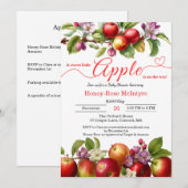 小さなリンゴがやってくる | 秋のベイビーシャワー 招待状 (正面/裏面)