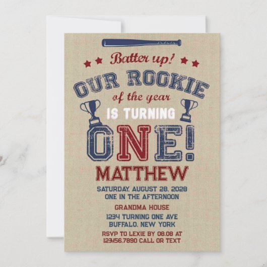 小さなルーキーをバッターで上に回す 招待状 (正面)