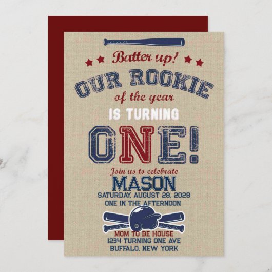 小さなルーキーをバッターで上に回す 招待状 (正面/裏面)