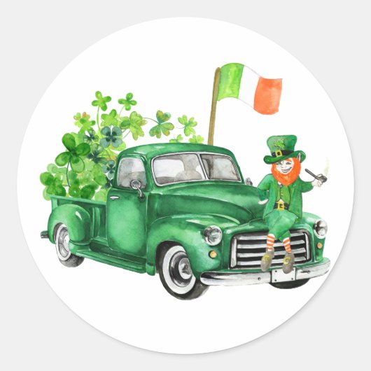 小さなレプラカーンのトラックの誕生日パーティーに来てくれてありがとう ラウンドシール (正面)