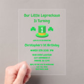 小さなレプラコーンの1歳の誕生日 アクリル招待状 (インサイチュ (ポータブル))