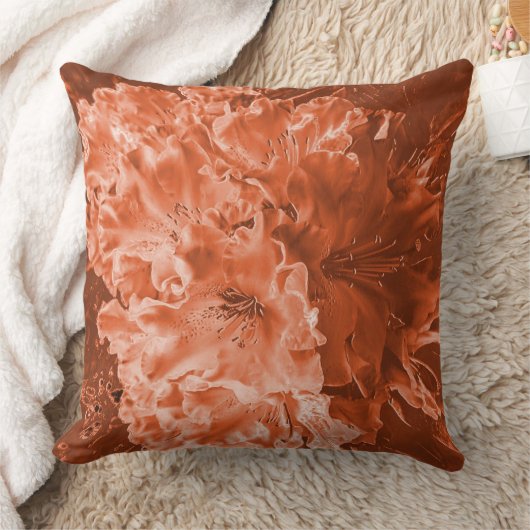 小さなレリーフ、 浮き彫り、茶色のサーモンを持つ拡大花 クッション (ブランケット)