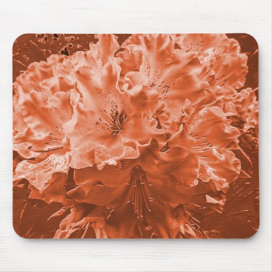 小さなレリーフ、 浮き彫り、茶色のサーモンを持つ拡大花 マウスパッド (正面)