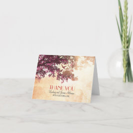 小さなロマンチックな感謝カード ピンクの木 サンキューカード