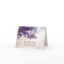 小さなロマンチックな感謝カード 紫の木