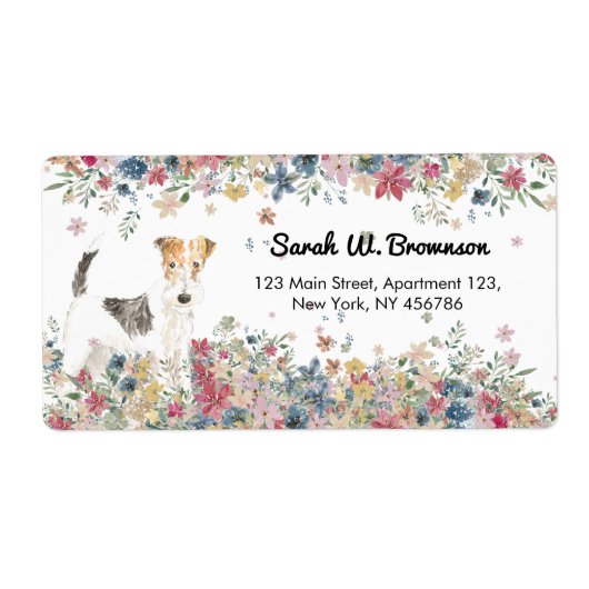 小さなワイヤー・ヘアード・フォックス・テリア犬 ラベル (正面)