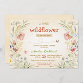 小さなワイルドフラワーがやってくる ニュートラルなベビーシャワー/スプリンクル招待状 招待状 (正面/裏面)