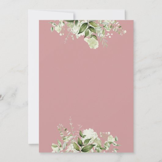 小さなワイルドフラワーのピンクのグリーン ガール ベビーシャワー 招待状 (裏面)