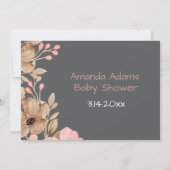 小さなワイルドフラワーのピンクの女の子のベビーシャワー サンキューカード (裏面)