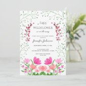 小さなワイルドフラワーのフローラベビーシャワー招待状 招待状 (スタンド正面)