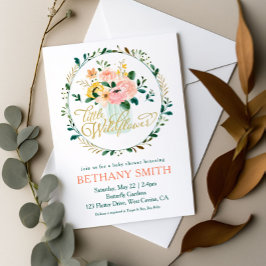 小さなワイルドフラワーのフローラベビーシャワー招待状 招待状
