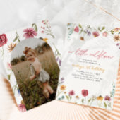 小さなワイルドフラワーの写真付き誕生日招待状 招待状