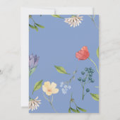 小さなワイルドフラワーの女の子のベビーシャワー ブルー 招待状 (裏面)