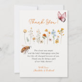 小さなワイルドフラワーの女の子 ベビーシャワーの感謝カード 招待状 (正面)