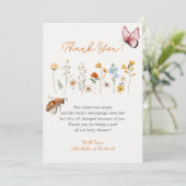 小さなワイルドフラワーの女の子 ベビーシャワーの感謝カード 招待状 (スタンド正面)