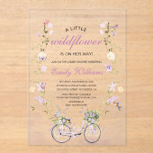 小さなワイルドフラワーの春の赤ちゃんシャワー アクリル招待状 (正面)