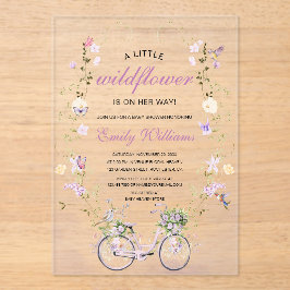 小さなワイルドフラワーの春の赤ちゃんシャワー アクリル招待状