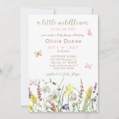 小さなワイルドフラワーの水の色の赤ちゃんシャワー 招待状 (正面)